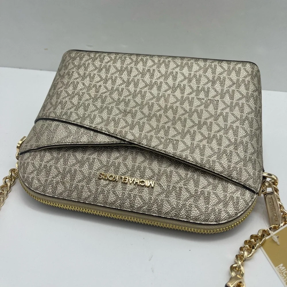 Michael Kors Jet Set Travel Signature Md Dome Crossbody  XCROSS XBODY Pale Gold